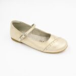 Ballerina de Cuero Olivia Color Nacarado con Hebilla