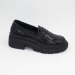 Loafers Mafe de Cuero Charol Color Negro