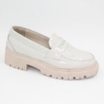 Loafers Mafe de Cuero Charol Color Hueso