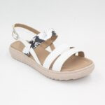 Sandalias de Cuero Victoria-2301 Color Blanco c/Animal Print