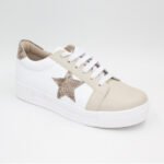 Zapatillas de Cuero Stars Color Blanco c/Gris