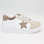 Zapatillas de Cuero Stars Color Blanco c/Gris - Imagen 2