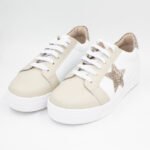 Zapatillas de Cuero Stars Color Blanco c/Gris - Imagen 3