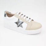 Zapatillas de Cuero Stars Color Blanco c/Plomo