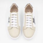 Zapatillas de Cuero Stars Color Blanco c/Plomo - Imagen 4