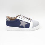Zapatillas de Cuero Stars Color Azul c/Gris