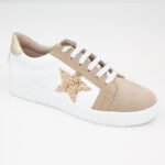 Zapatillas de Cuero Stars Color Blanco c/Dorado