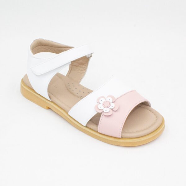 Sandalia Cuero Maya Color Blanco/Rosado