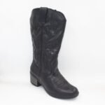 Botas Texanas High de Cuero Color Negro
