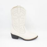Botas Texanas Mid de Cuero Color Hueso - Imagen 2