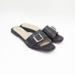 Sandalias Modelo Cuero Color Negro - Imagen 2